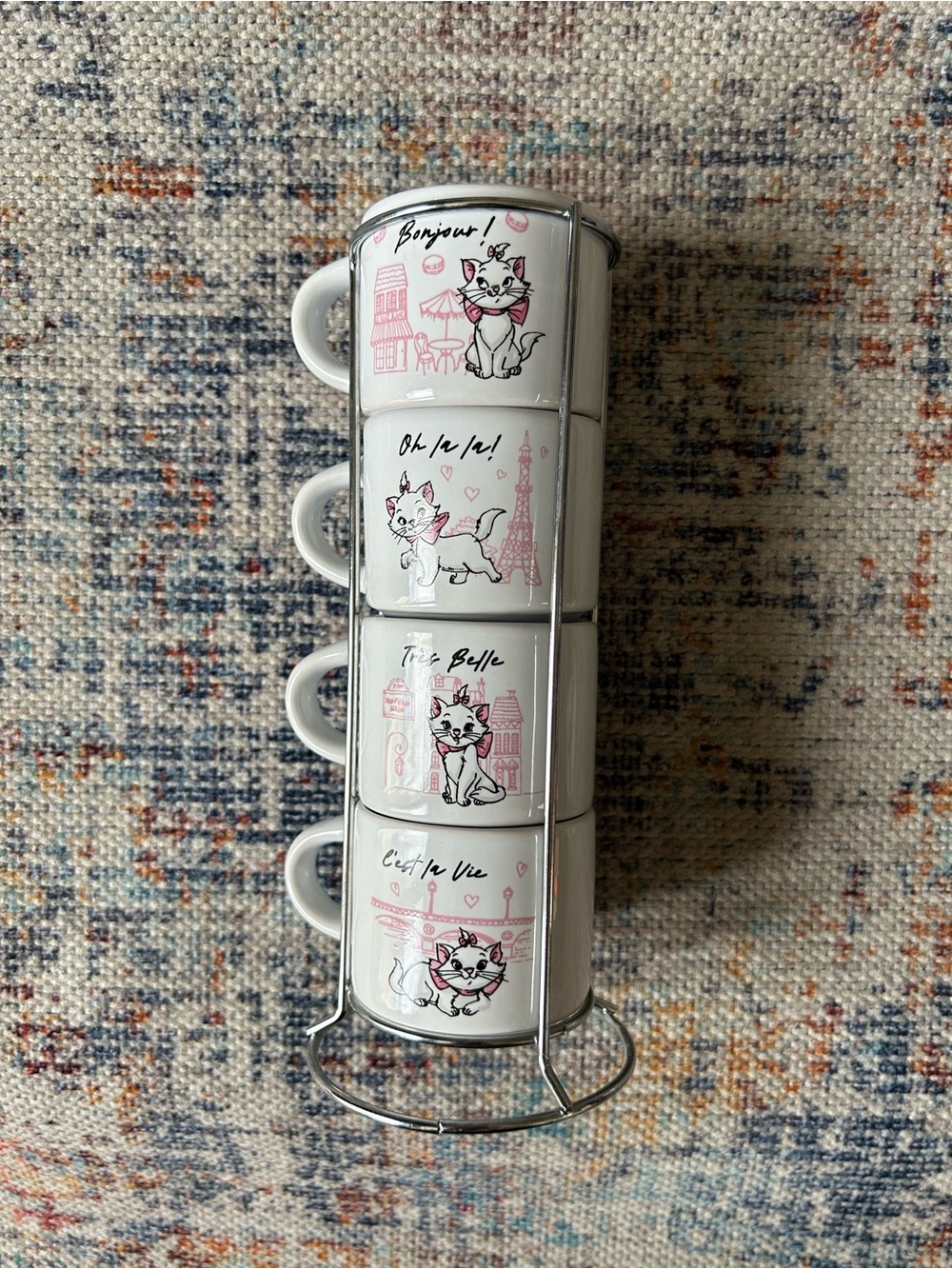 Disney The Aristocats Marie Paris 4-Piece Stackable Ceramic Mug Set